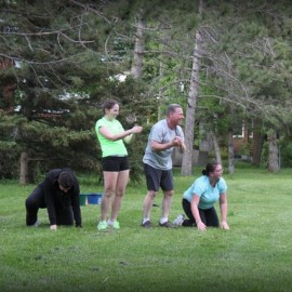 Group of people laughing.